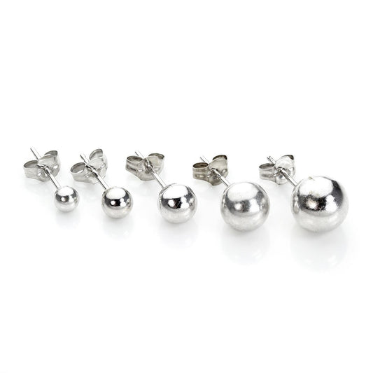 9ct White Gold 3mm - 7mm Stud Earrings - jewellerybox