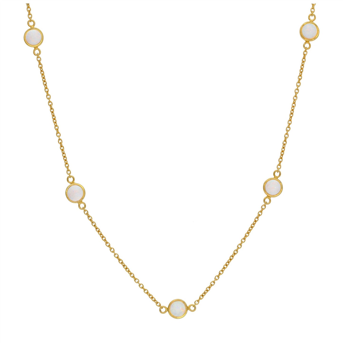 Vergoldete Halskette aus Sterlingsilber mit mehreren CZ-Opalen, 40+5 cm