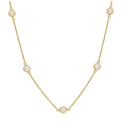 Vergoldete Halskette aus Sterlingsilber mit mehreren CZ-Opalen, 40+5 cm