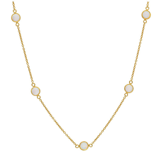 Vergoldete Halskette aus Sterlingsilber mit mehreren CZ-Opalen, 40+5 cm