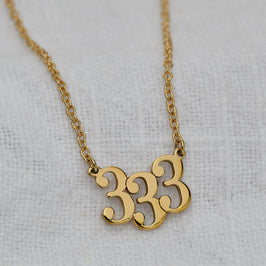 Personalisierte Engelszahl-Halskette aus 9 Karat Gelbgold, 45 cm