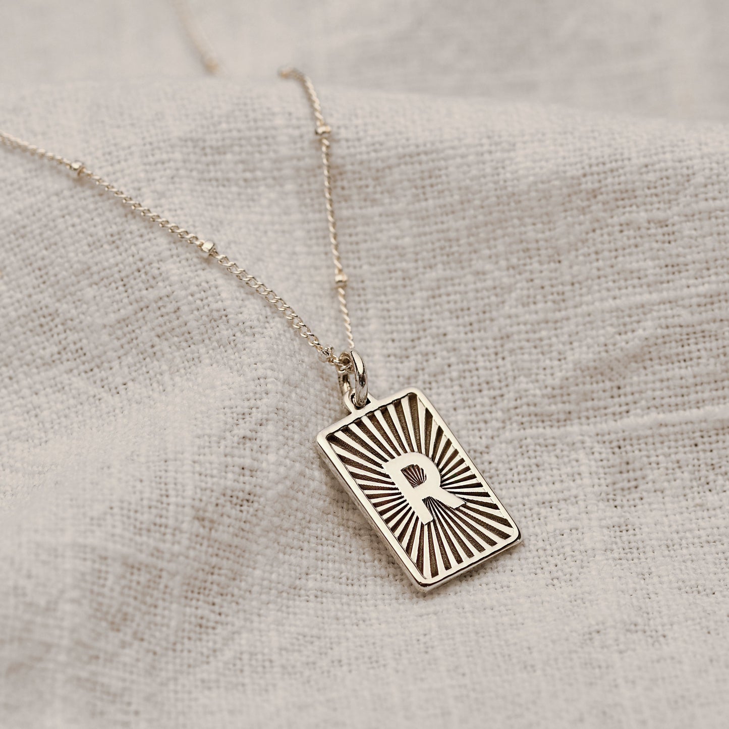 Personalised Sterling Silver Starburst Initial Necklace