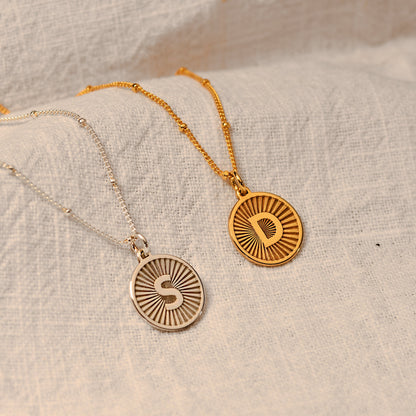 Personalised Sterling Silver Starburst Initial Necklace